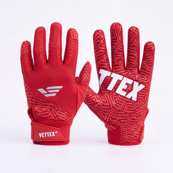 Vettex Velocity football receiver gloves in red